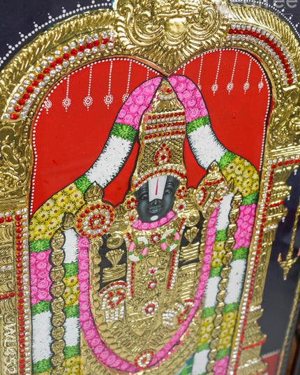Tanjore Painting - Tirupati Balaji 24 X 18 Inch Flat [Gold Foil] Wl4521