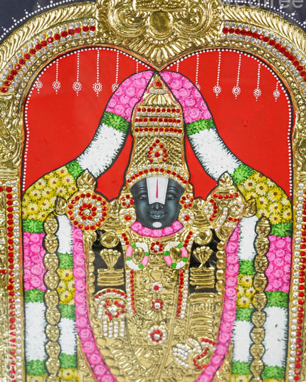 Tanjore Painting - Tirupati Balaji 24 X 18 Inch Flat [Gold Foil] Wl4521