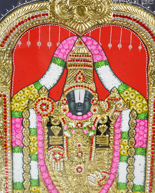 Tanjore Painting - Tirupati Balaji 24 X 18 Inch Flat [Gold Foil] Wl4521