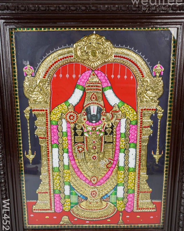 Tanjore Painting - Tirupati Balaji 24 X 18 Inch Flat [Gold Foil] Wl4521