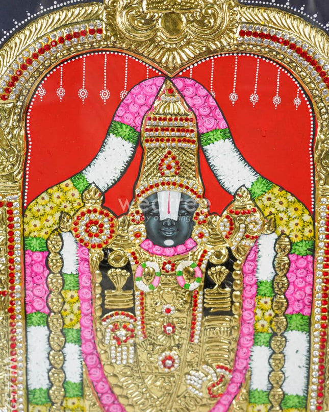 Tanjore Painting - Tirupati Balaji 24 X 18 Inch Flat [Gold Foil] Wl4521