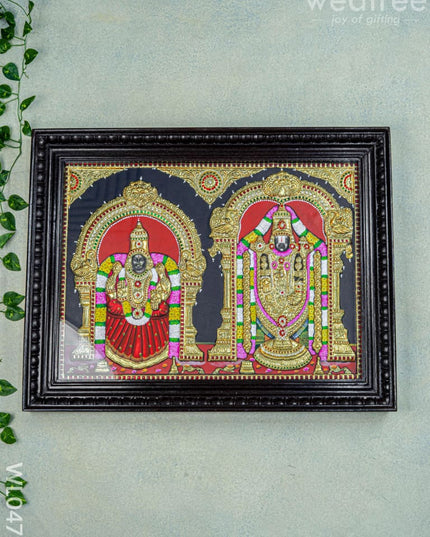 Tanjore Painting - Tirupathi Balaji Padmavathi Thayar - Semi Embossed - 24x18 inch - WL0473 - Tanjore Painting