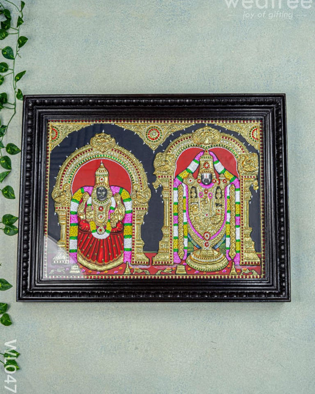 Tanjore Painting - Tirupathi Balaji Padmavathi Thayar - Semi Embossed - 24x18 inch - WL0473 - Tanjore Painting