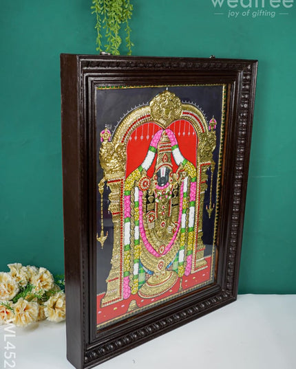 Tanjore Painting - Tirupati Balaji 24 X 18 Inch Semi Embossed Wl4520