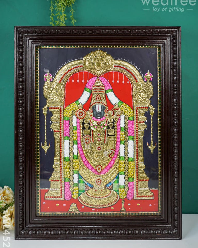 Tanjore Painting - Tirupati Balaji 24 X 18 Inch Semi Embossed Wl4520