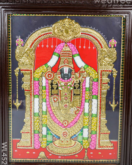 Tanjore Painting - Tirupati Balaji 24 X 18 Inch Semi Embossed Wl4520
