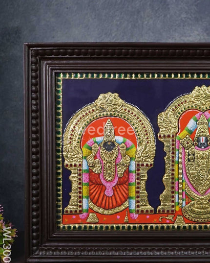Tanjore Painting Tirupati Balaji And Padmavathi Thayar - 15 X 12 Inch Wl3000