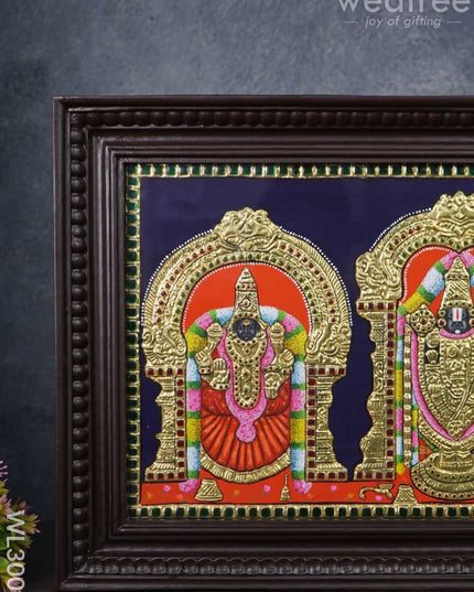 Tanjore Painting Tirupati Balaji And Padmavathi Thayar - 15 X 12 Inch Wl3000