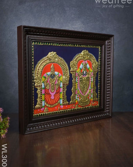Tanjore Painting Tirupati Balaji And Padmavathi Thayar - 15 X 12 Inch Wl3000