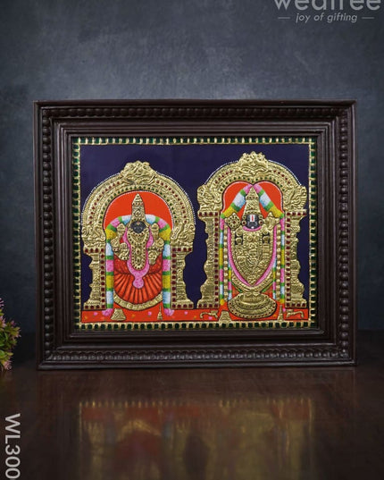 Tanjore Painting Tirupati Balaji And Padmavathi Thayar - 15 X 12 Inch Wl3000