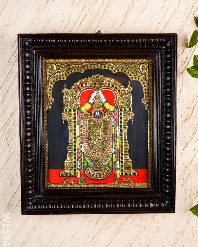 Tanjore Painting - Tirupati Balaji - Flat (Gold Foil) - 12x10 inch - WL5949 - Tanjore Painting