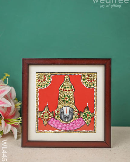 Tanjore Painting Tirupati Balaji - Flat [Gold Foil] 6X6 Inch Wl4458