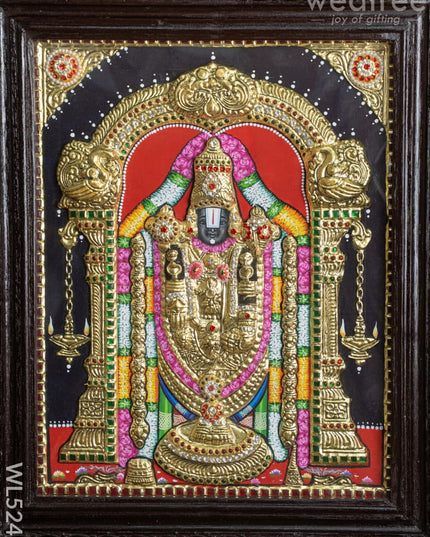 Tanjore Painting - Tirupati Balaji - Semi Embossed - 15x12 inch - WL5248 - Tanjore Painting