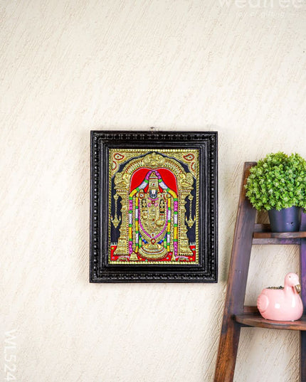 Tanjore Painting - Tirupati Balaji - Semi Embossed - 15x12 inch - WL5248 - Tanjore Painting