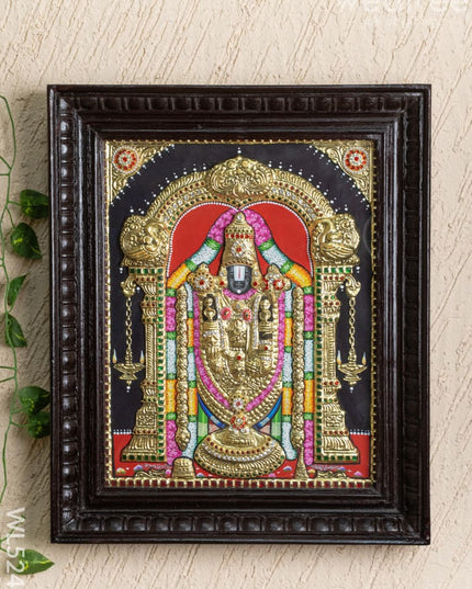Tanjore Painting - Tirupati Balaji - Semi Embossed - 15x12 inch - WL5248 - Tanjore Painting