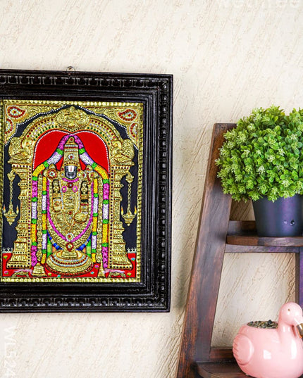 Tanjore Painting - Tirupati Balaji - Semi Embossed - 15x12 inch - WL5248 - Tanjore Painting
