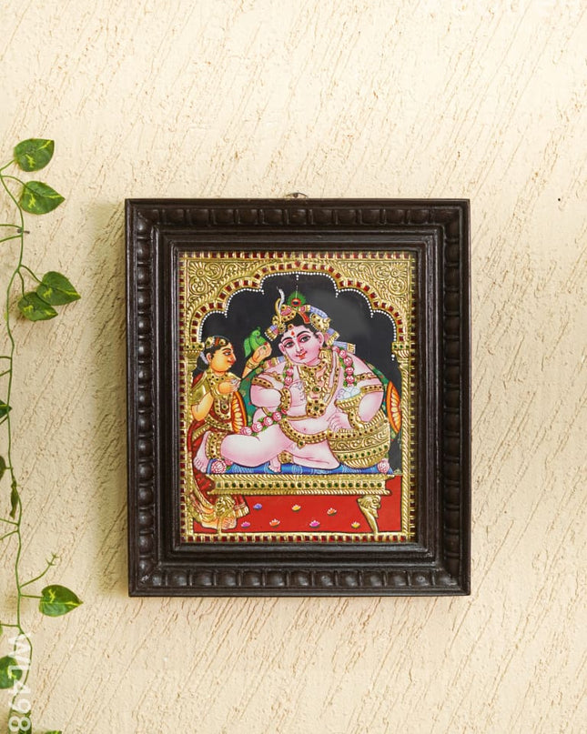 Tanjore Painting - Butter Krishna - Flat - 12*10 inch - WL4986 Tanjore Painting