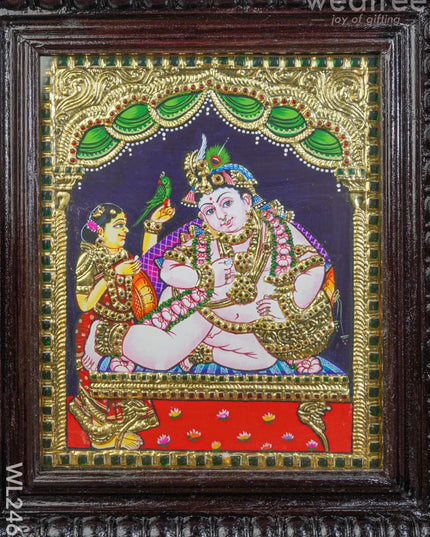 Tanjore Painting - Vithoba Krishna - Flat (Gold Foil) - 15x12 inch- WL2466 - Tanjore Painting