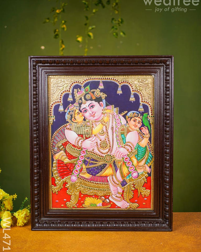 Tanjore Painting - Krishna Flat (Gold Foil) 20 X 16 Inch Wl4712