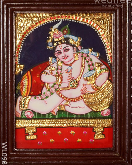 Tanjore Painting Butter Krishna:  8X6 Inches - Wl0939