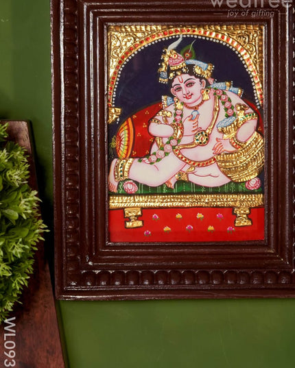 Tanjore Painting Butter Krishna:  8X6 Inches - Wl0939