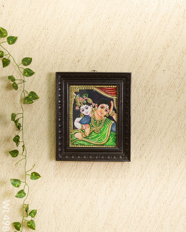 Tanjore Painting - Yashoda with Krishna - Flat - 10*8 inch - WL4983 Tanjore Painting