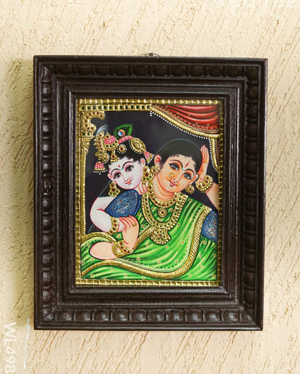 Tanjore Painting - Yashoda with Krishna - Flat - 10*8 inch - WL4983 Tanjore Painting