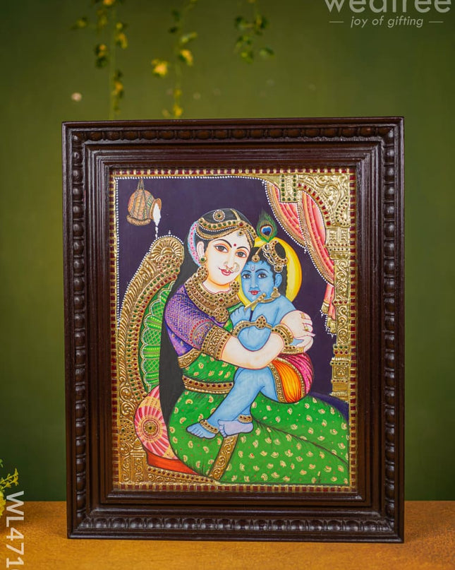 Tanjore Painting - Yashoda Krishna Flat (Gold Foil) 18 X 14 Inch Wl4710