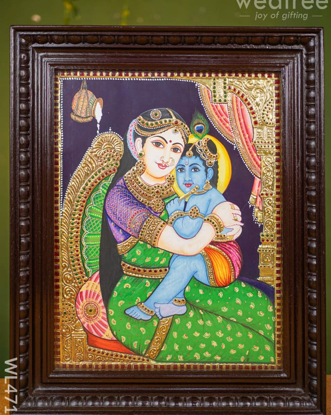 Tanjore Painting - Yashoda Krishna Flat (Gold Foil) 18 X 14 Inch Wl4710
