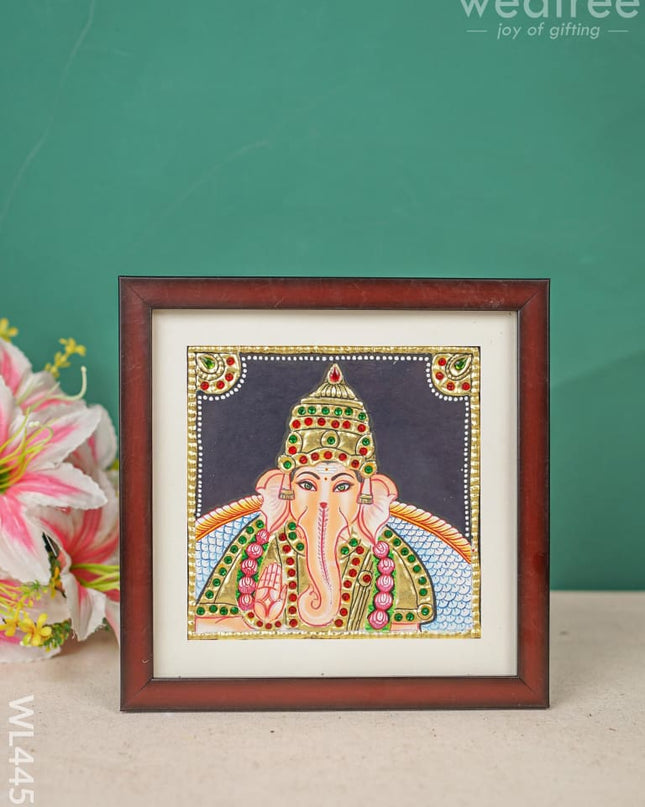 Tanjore Painting - Ganesha 6 X Inch Flat [Gold Foil] Wl4459