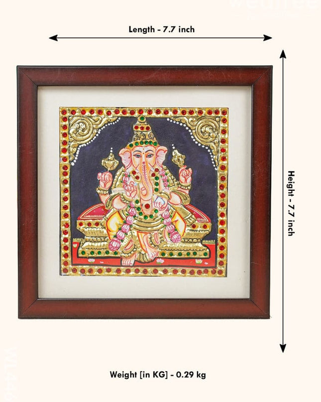 Tanjore Painting - Ganesha 6 X Inch Flat [Gold Foil] Wl4460