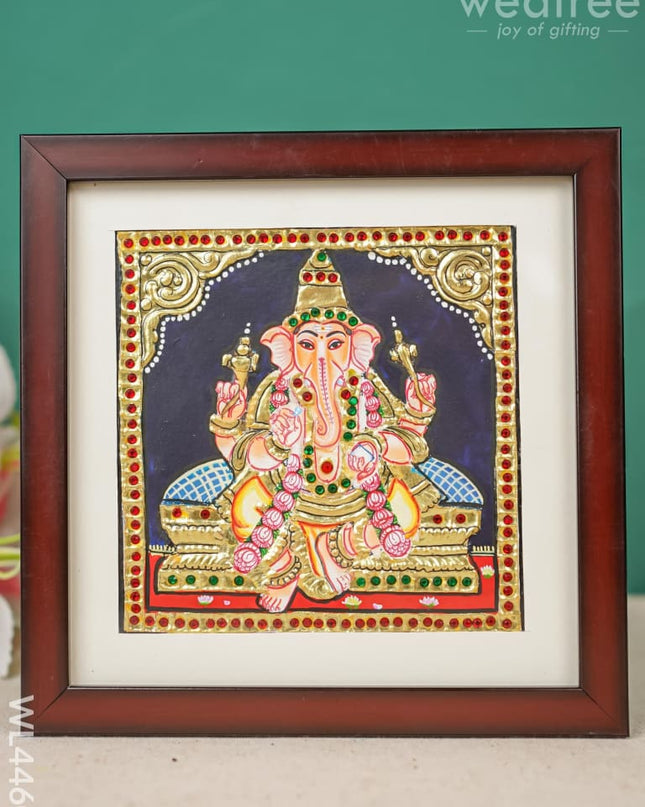 Tanjore Painting - Ganesha 6 X Inch Flat [Gold Foil] Wl4460
