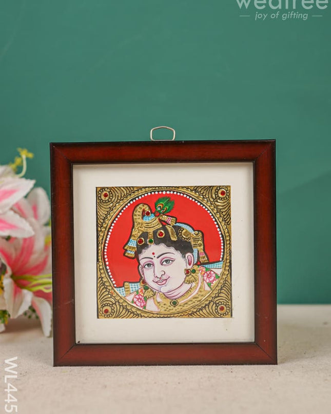 Tanjore Painting - Krishna 4 X Inch Flat [Gold Foil] Wl4457