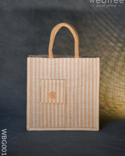 Taper Strip Jute Bag With Mobile Pouch - Wbg0011 Bags
