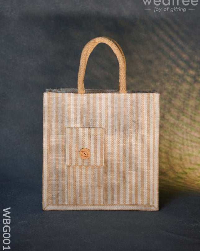 Taper Strip Jute Bag With Mobile Pouch - Wbg0011 Bags