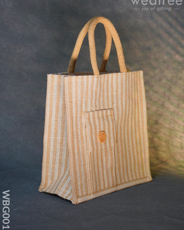 Taper Strip Jute Bag With Mobile Pouch - Wbg0011 Bags