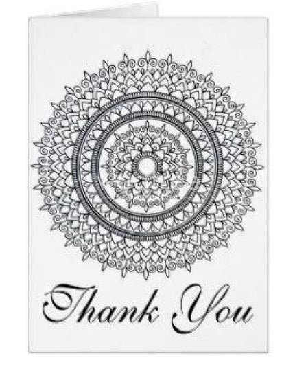 Thank You Card Square Small - Pack Of 25 Mandala You Card
