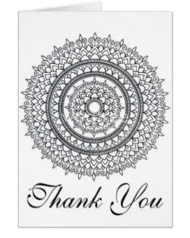 Thank You Card Square Small - Pack Of 25 Mandala You Card