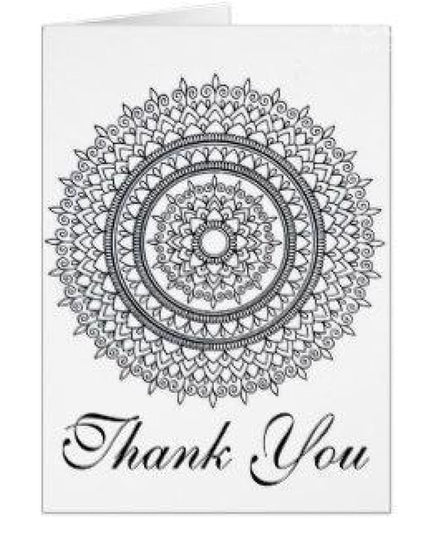 Thank You Card Square Small - Pack Of 25 Mandala You Card