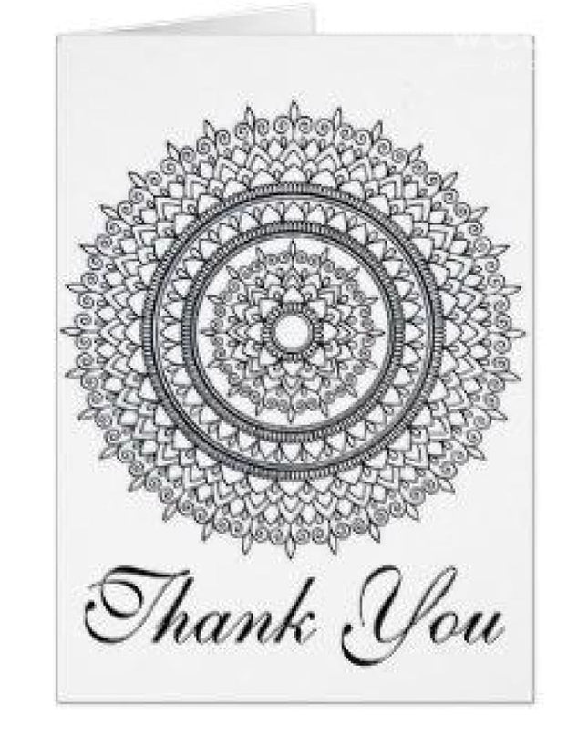 Thank You Card Square Small - Pack Of 25 Mandala You Card
