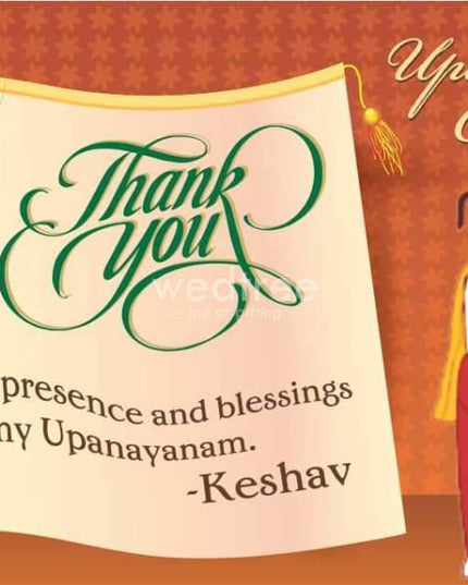 Thank You Card - Upanayanam Peacock Feather Design