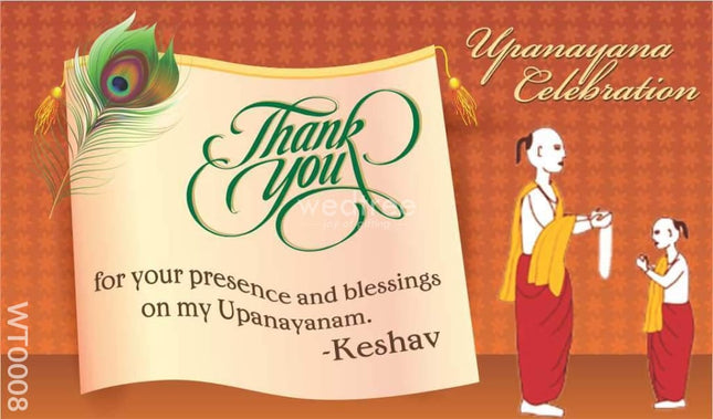 Thank You Card - Upanayanam Peacock Feather Design