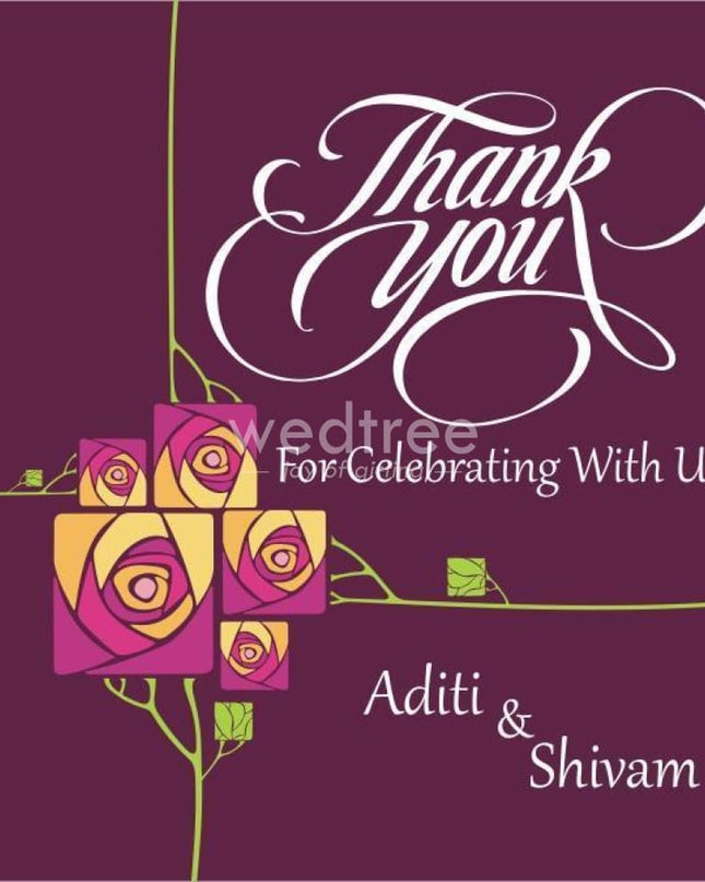 Thank You With Roses - 2X2 You Card