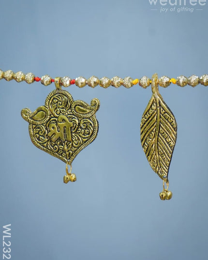 White Metal Thoran - Embossed Ganesha & Leaf Wl2323 Thorans