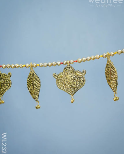 White Metal Thoran - Embossed Ganesha & Leaf Wl2323 Thorans