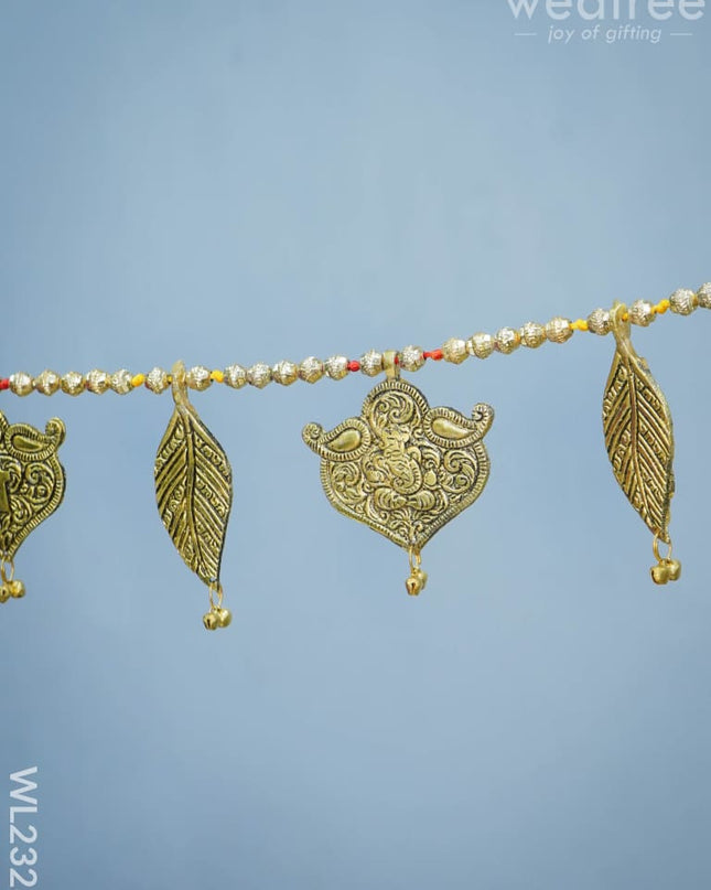 White Metal Thoran - Embossed Ganesha & Leaf Wl2323 Thorans