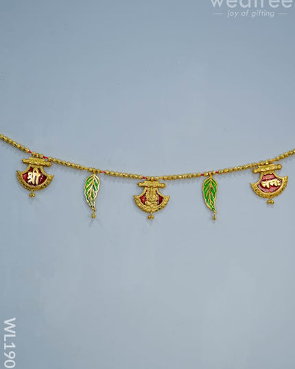 White Metal Thoran - Ganesha With Sri Nama (Meenakari Work) Wl1905 Thorans