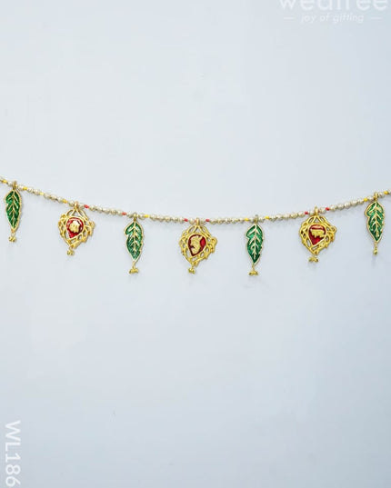 White Metal Thoran - Kundan Shaped Red Motifs Thorans
