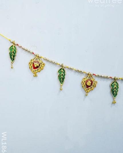 White Metal Thoran - Kundan Shaped Red Motifs Thorans