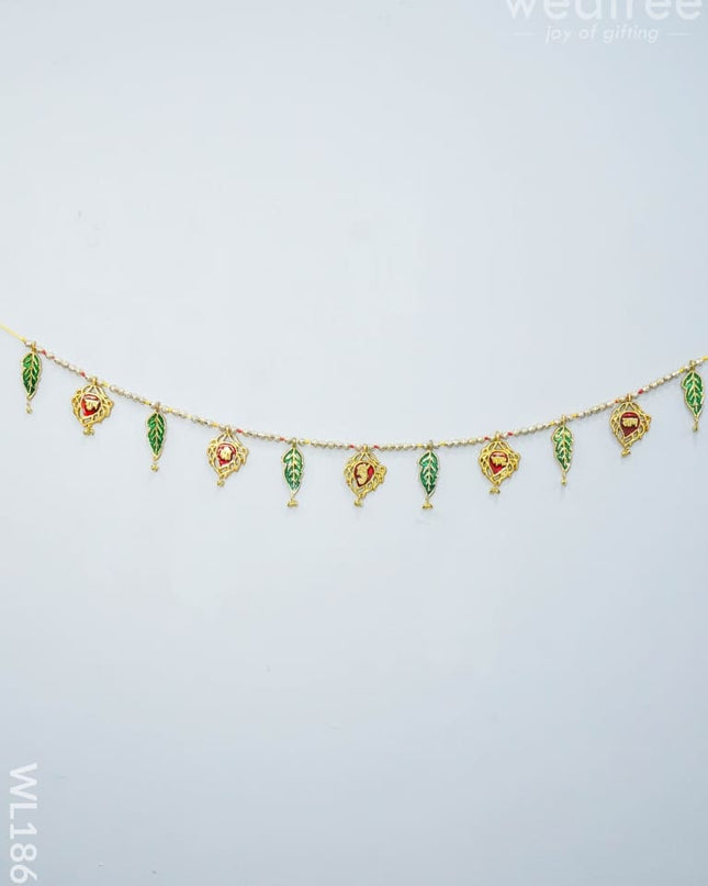 White Metal Thoran - Kundan Shaped Red Motifs Thorans